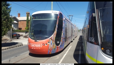 C2 Class tram 5106 in the all over Art Tram design for 2017-2018, in February 2018